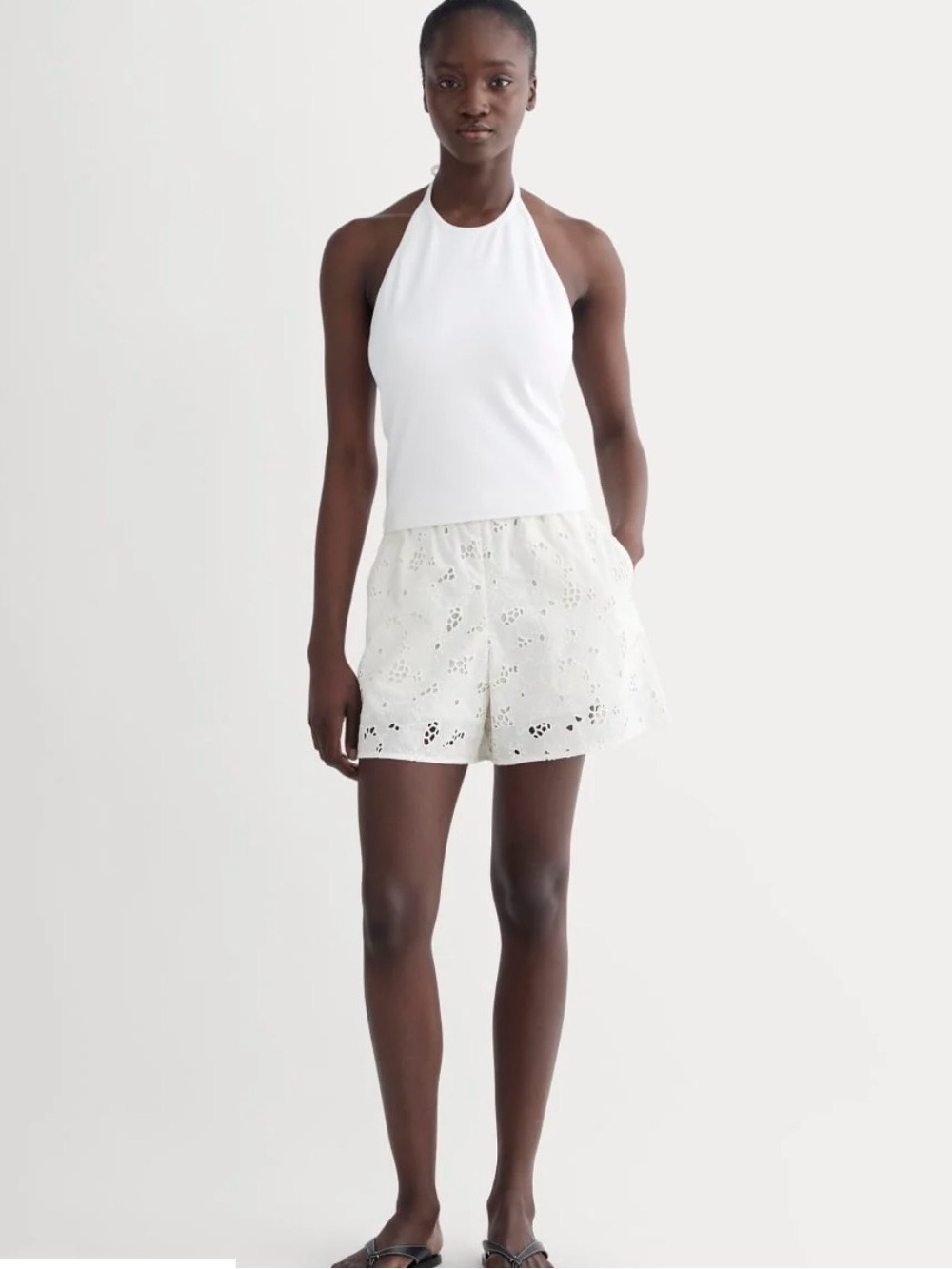 NWT Everlane White Eyelet Pull-On Eyelet Shorts